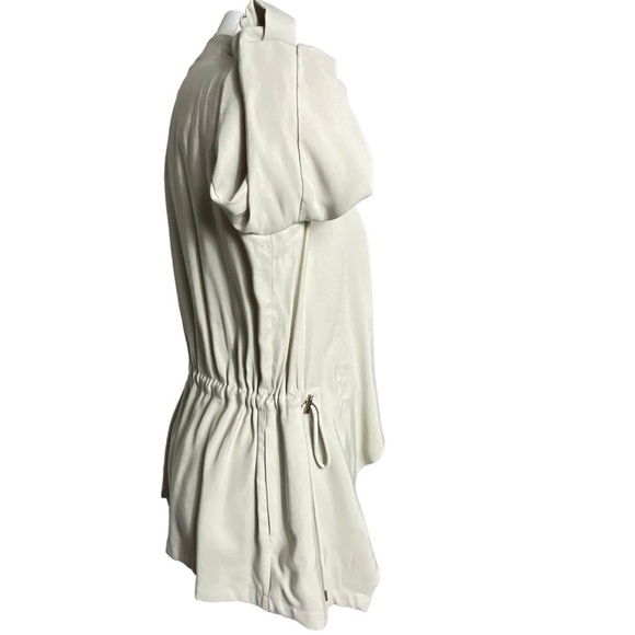 Zara Beige Fluid Oversized Drape Open Front Roll Tab Drawstring Waist Jacket - Picture 7 of 13